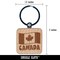Canada with Waving Flag Cute Engraved Wood Square Keychain Tag Charm